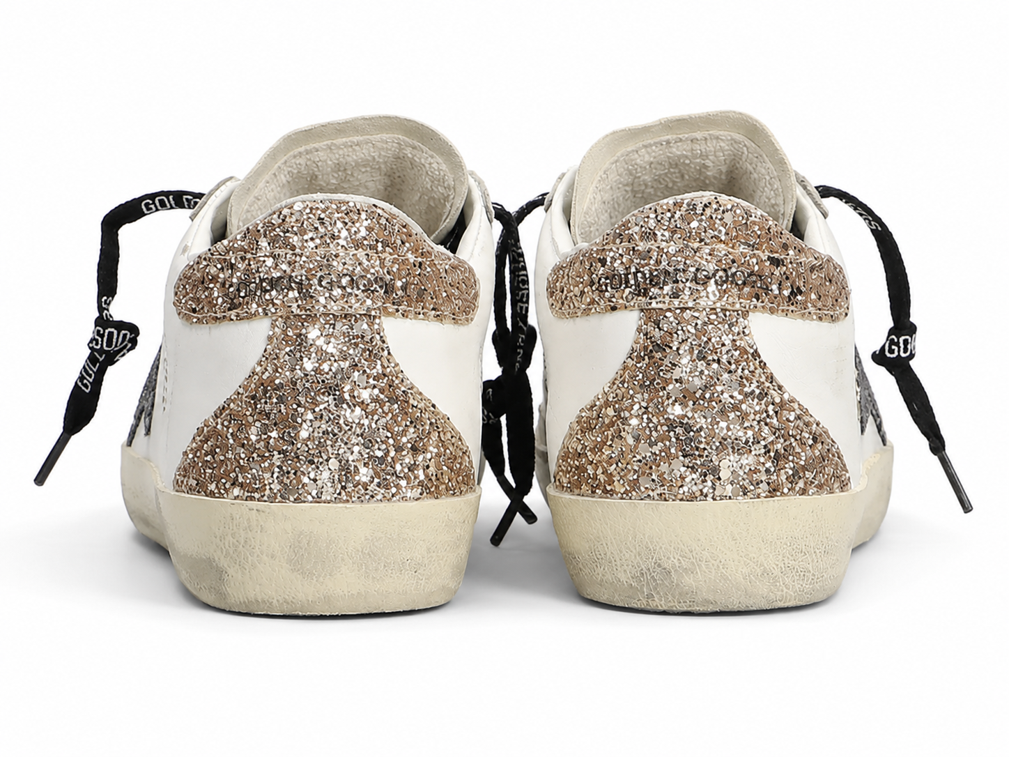 Golden Goose Super-Star Bianco Argento Oro Glitter
