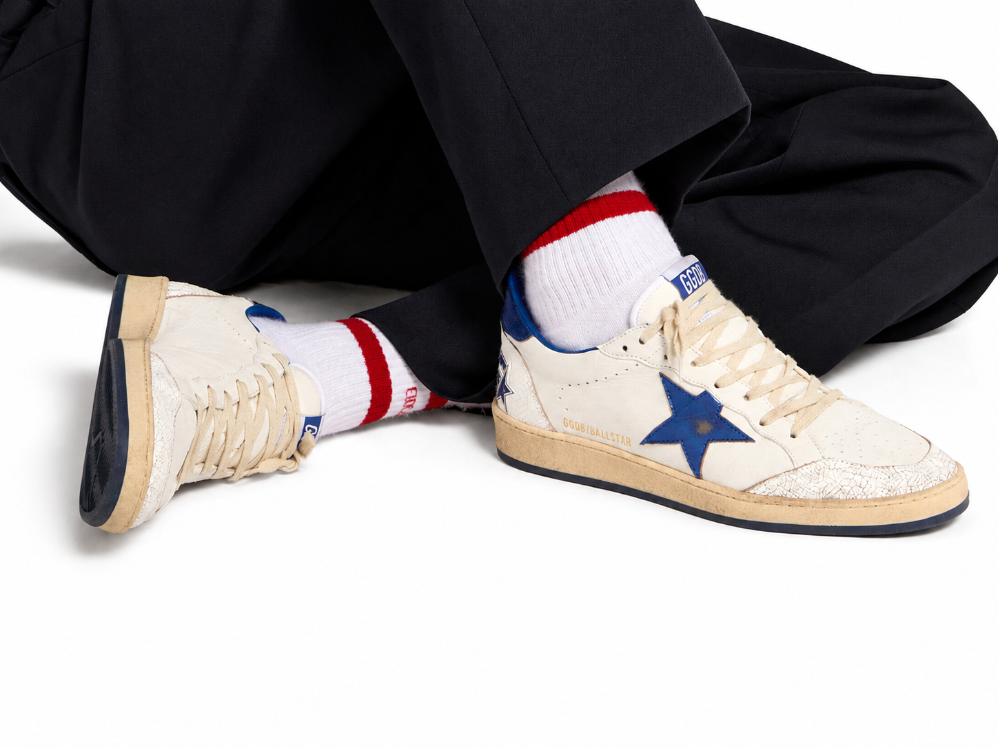 Golden Goose Ball Star con stella e talloncino bluette