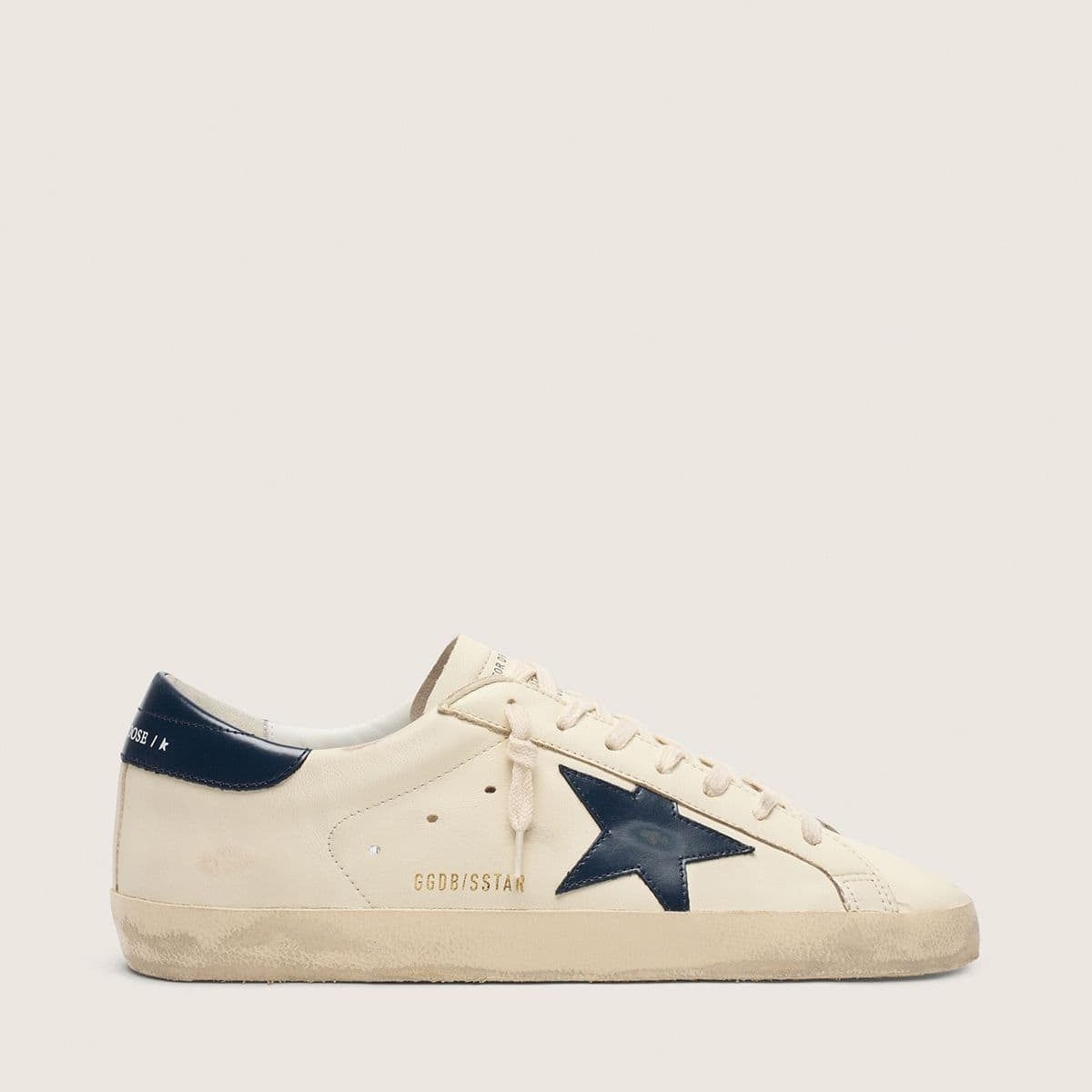 Golden Goose Super-Star Uomo Beige Night Blue - scarpa destra