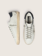 Golden Goose Super-Star con stella in suede e talloncino blu