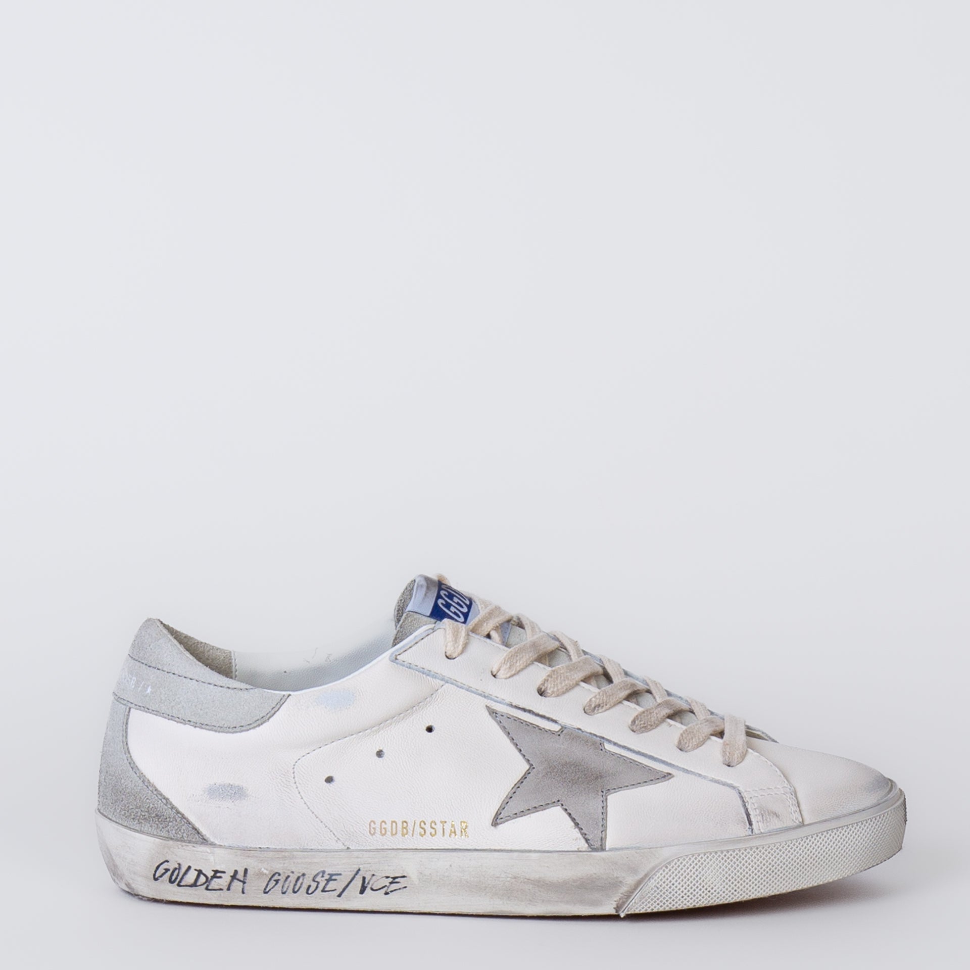Golden Goose Super-Star Uomo White Ice Grey - scarpa destra