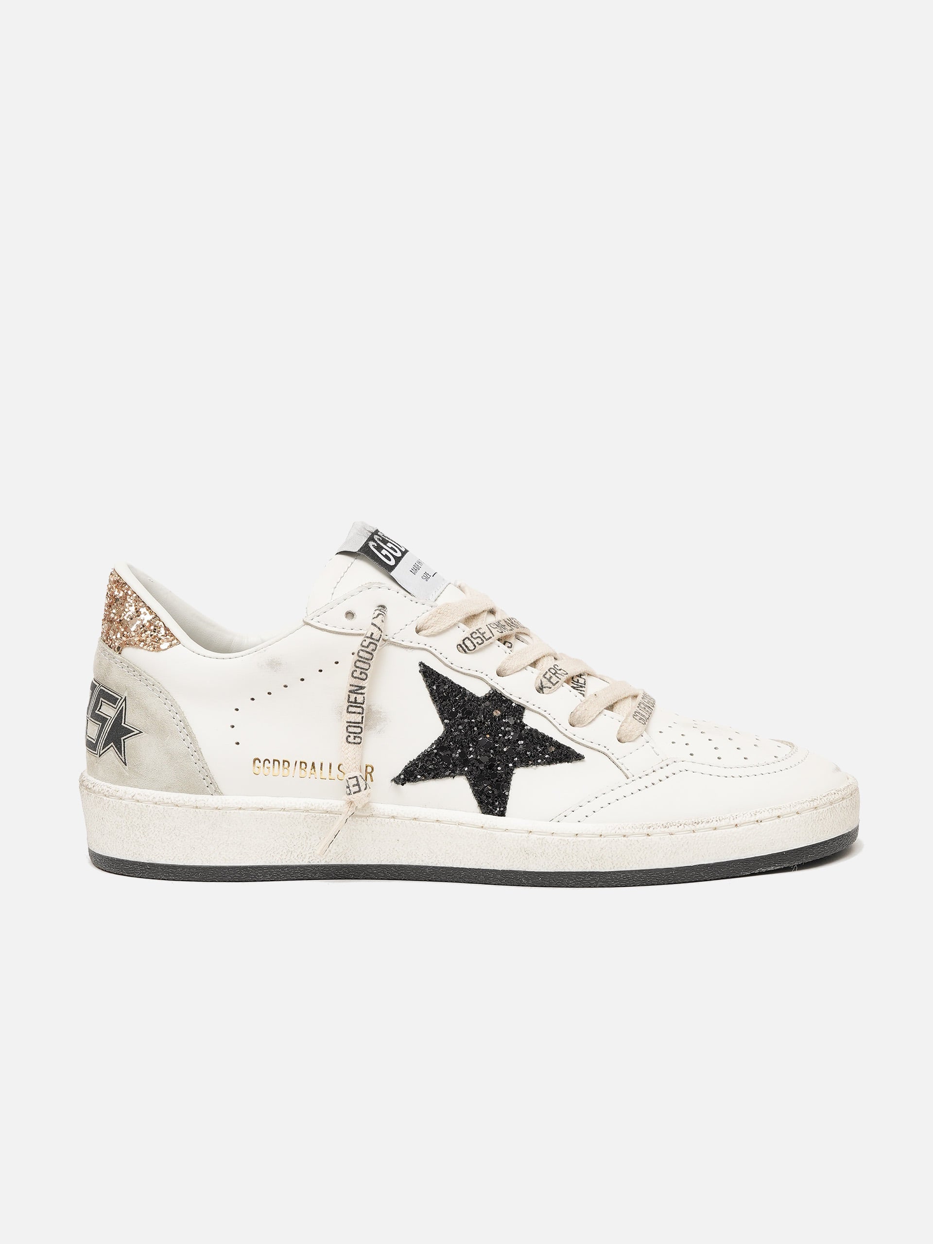 Golden Goose Ball Star Donna White Black Gold Ice - scarpa destra
