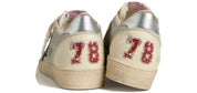 Golden Goose Ball Star Uomo in suede grigio con stella in nabuk blu e talloncino in pelle laminata