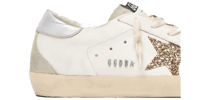 Golden Goose Super-Star Donna con stella in glitter oro e inserti in suede ghiaccio