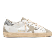 Golden Goose Super-Star Donna con stella grigia e talloncino in glitter argento
