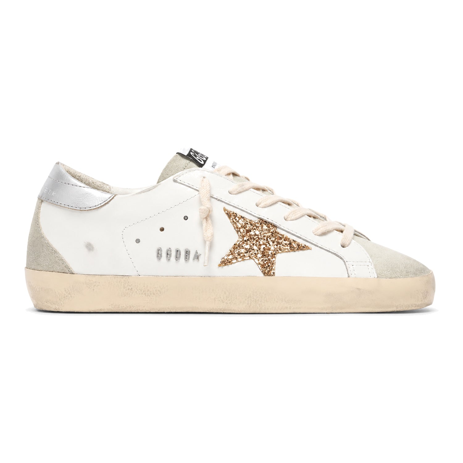 Golden Goose Super-Star Donna con stella in glitter oro e inserti in suede ghiaccio