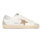 Golden Goose Super-Star Donna con stella in glitter oro e inserti in suede ghiaccio