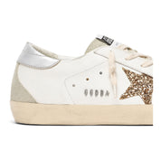 Golden Goose Super-Star Donna con stella in glitter oro e inserti in suede ghiaccio