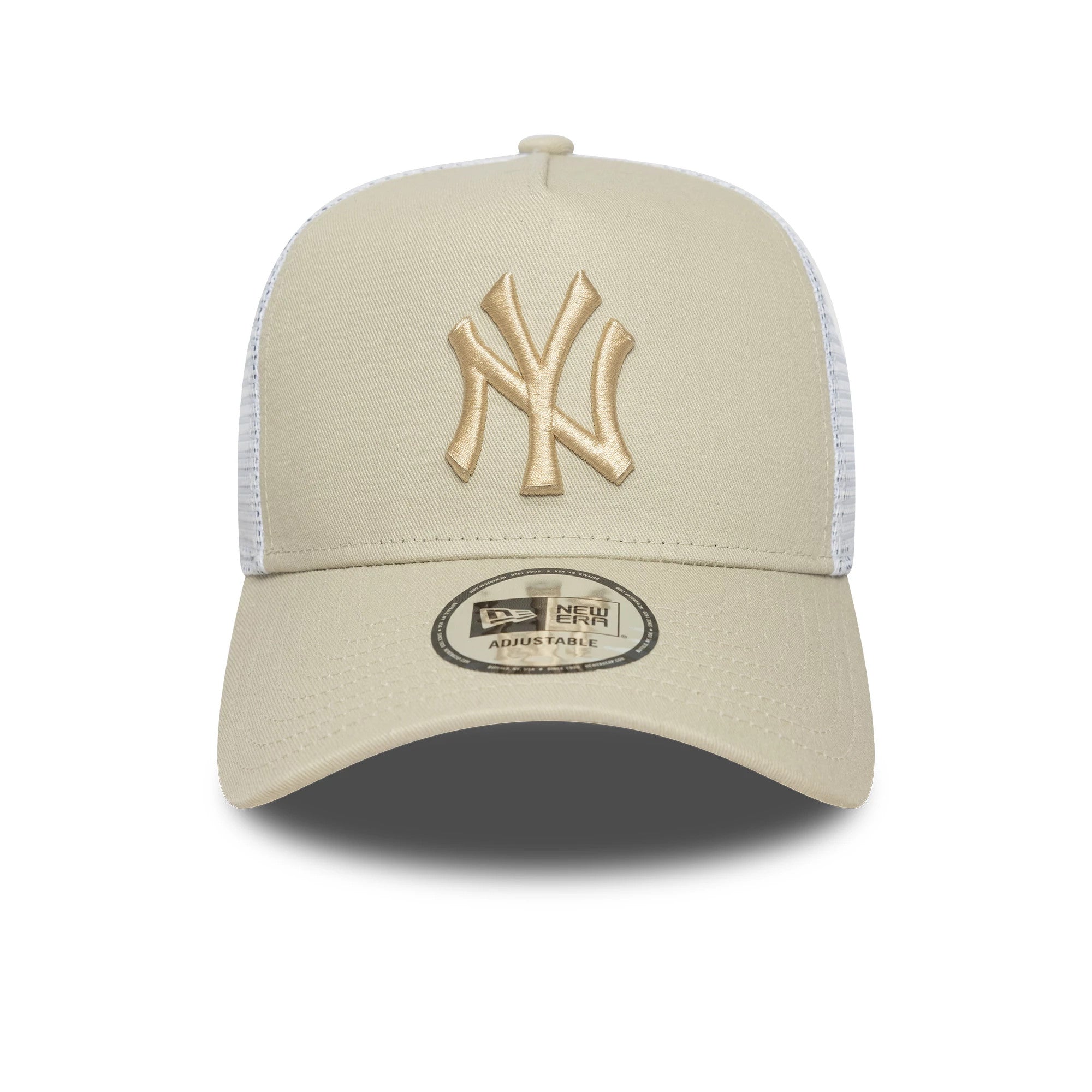 New Era – Cappellino 9FORTY New York Yankees E-Frame con rete beige chiaro