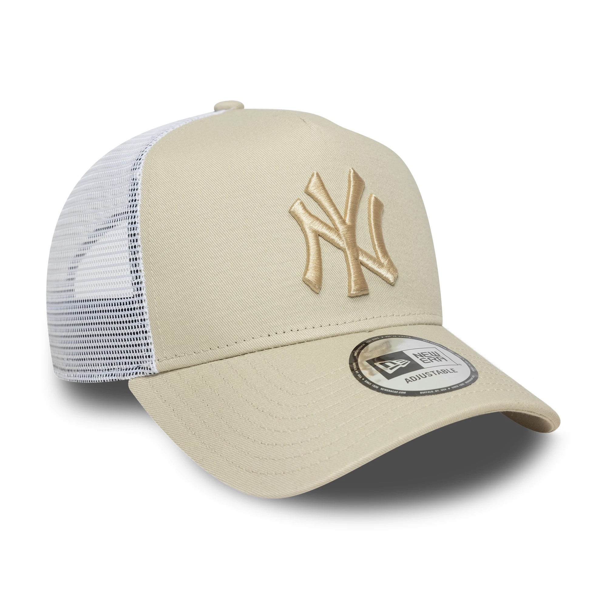 New Era – Cappellino 9FORTY New York Yankees E-Frame con rete beige chiaro
